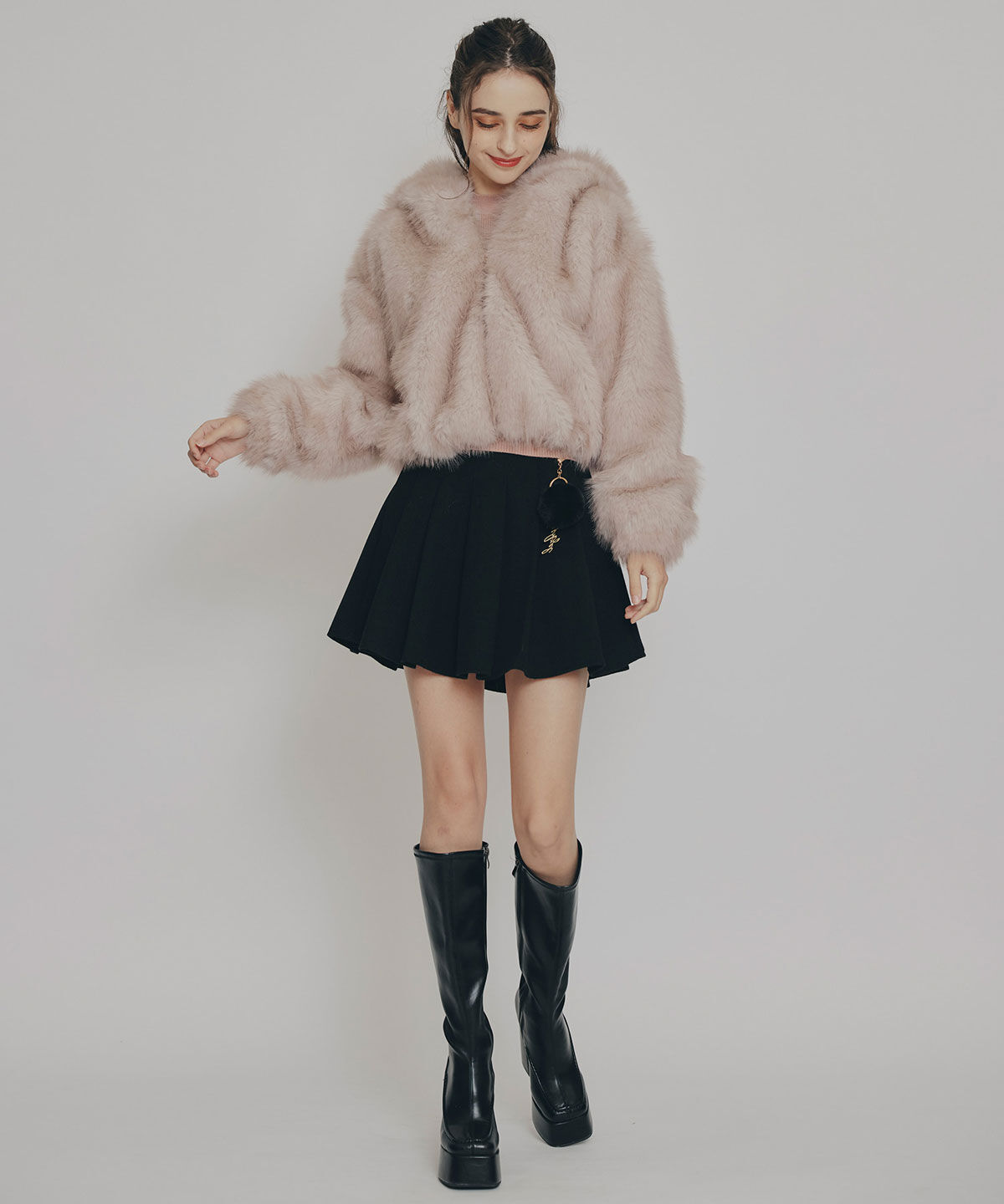 REDYAZEL「フォックスファーライクフーディショートジャケット」|その他|