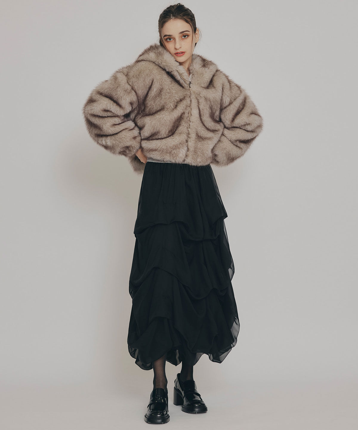 REDYAZEL「フォックスファーライクフーディショートジャケット」|その他|