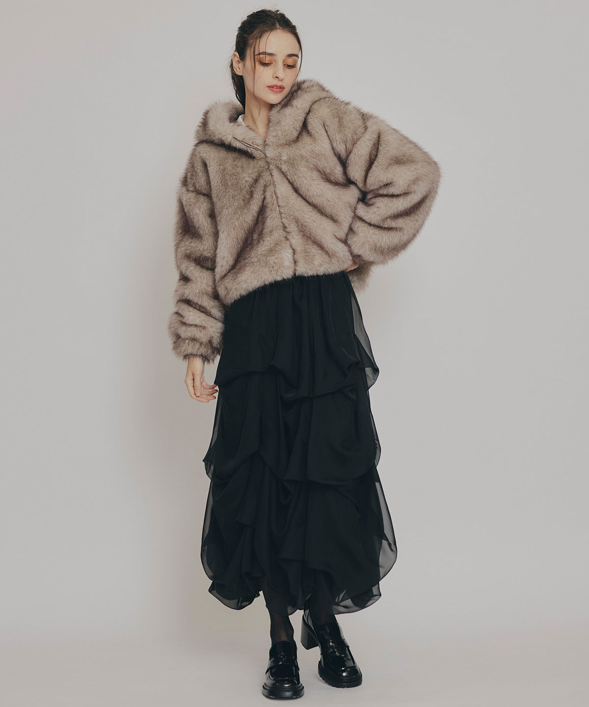 REDYAZEL「フォックスファーライクフーディショートジャケット」|その他|