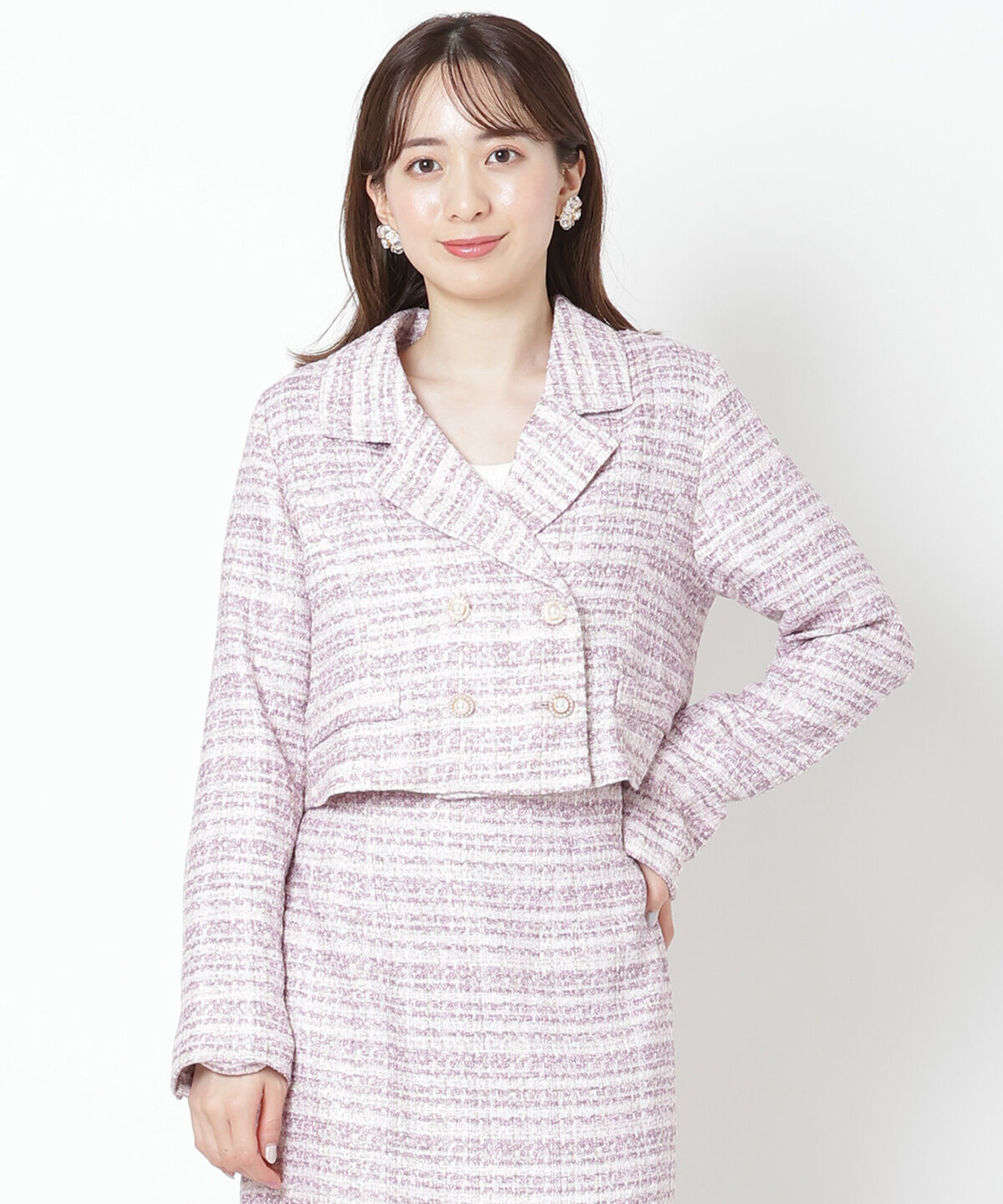 WILLSELECTION「ラメツイードダブルボタンジャケット」|テーラードジャケット|