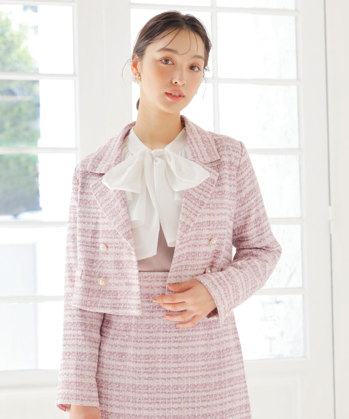 WILLSELECTION「ラメツイードダブルボタンジャケット」|テーラードジャケット|