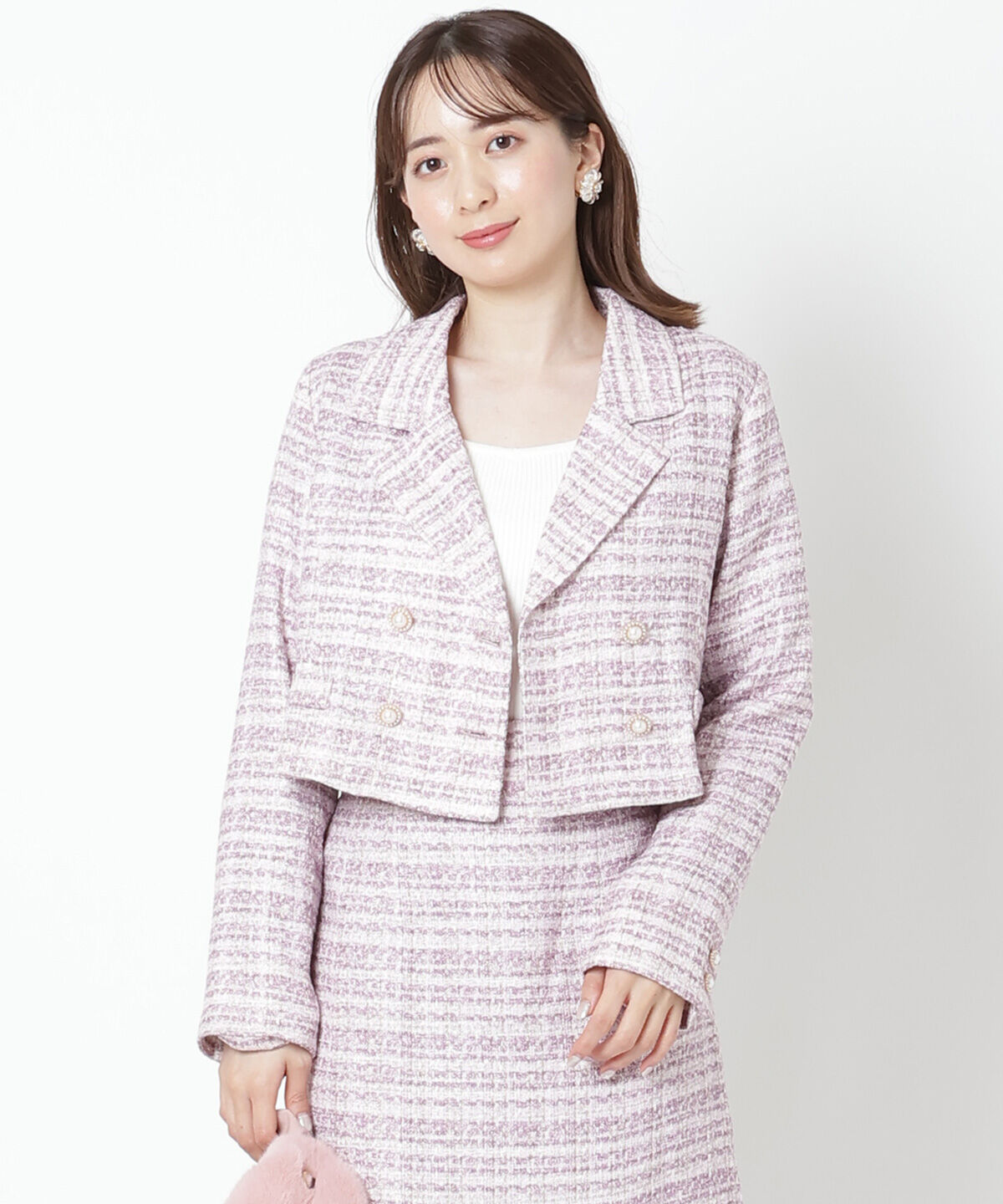 WILLSELECTION「ラメツイードダブルボタンジャケット」|テーラードジャケット|