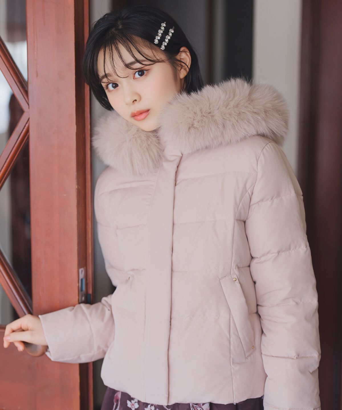 WILLSELECTION「フードファーペプラムショートダウン」|ダウン|