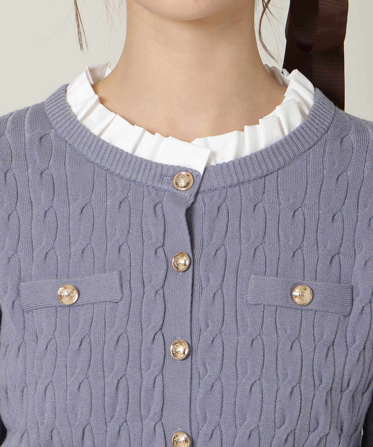 WILLSELECTION「フリルレイヤードケーブルニット」|ニット・セーター|