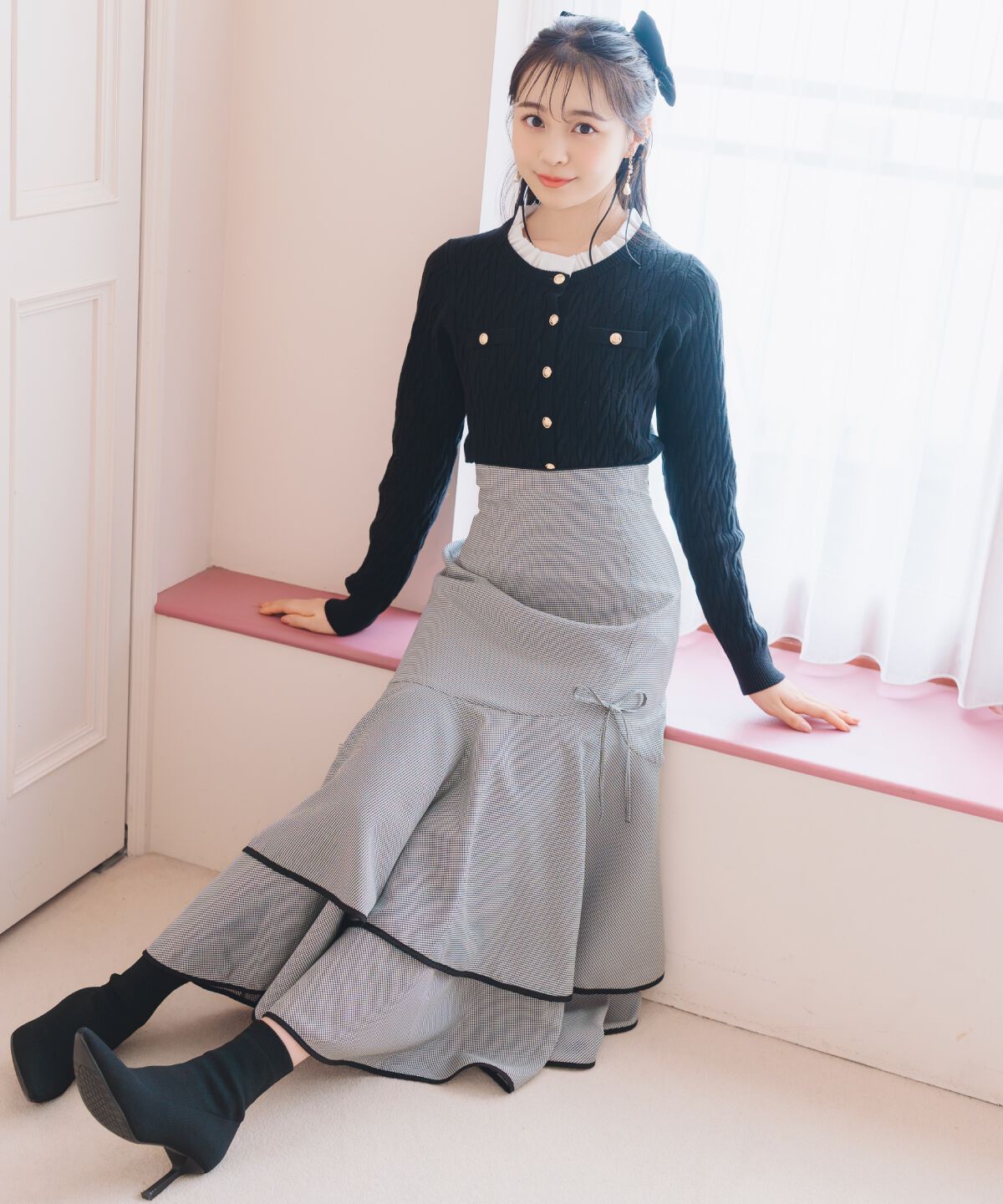 WILLSELECTION「パイピングヘムティアードスカート」|フレア|