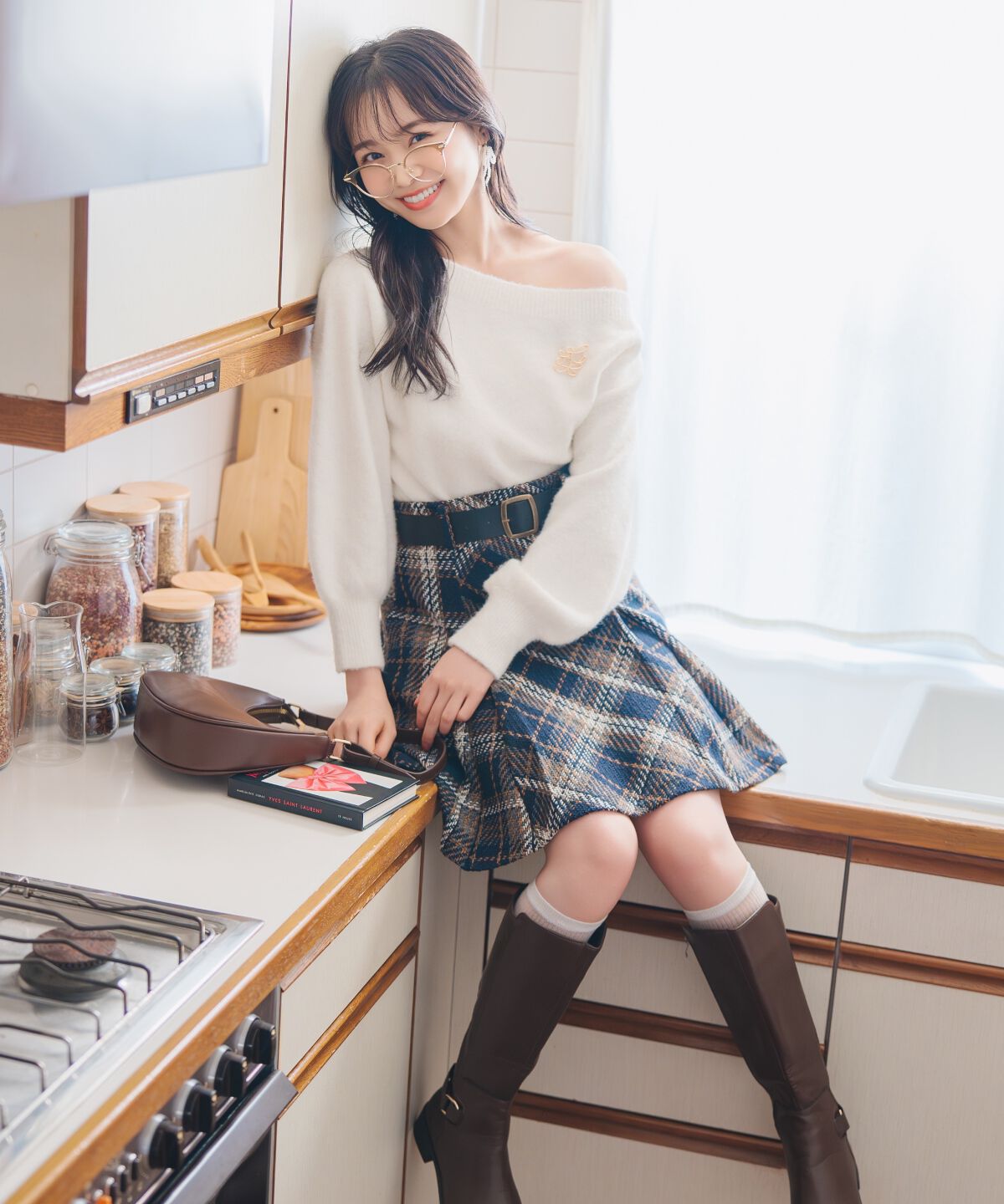 WILLSELECTION「ベルト付きツイードミニスカート」|フレア|