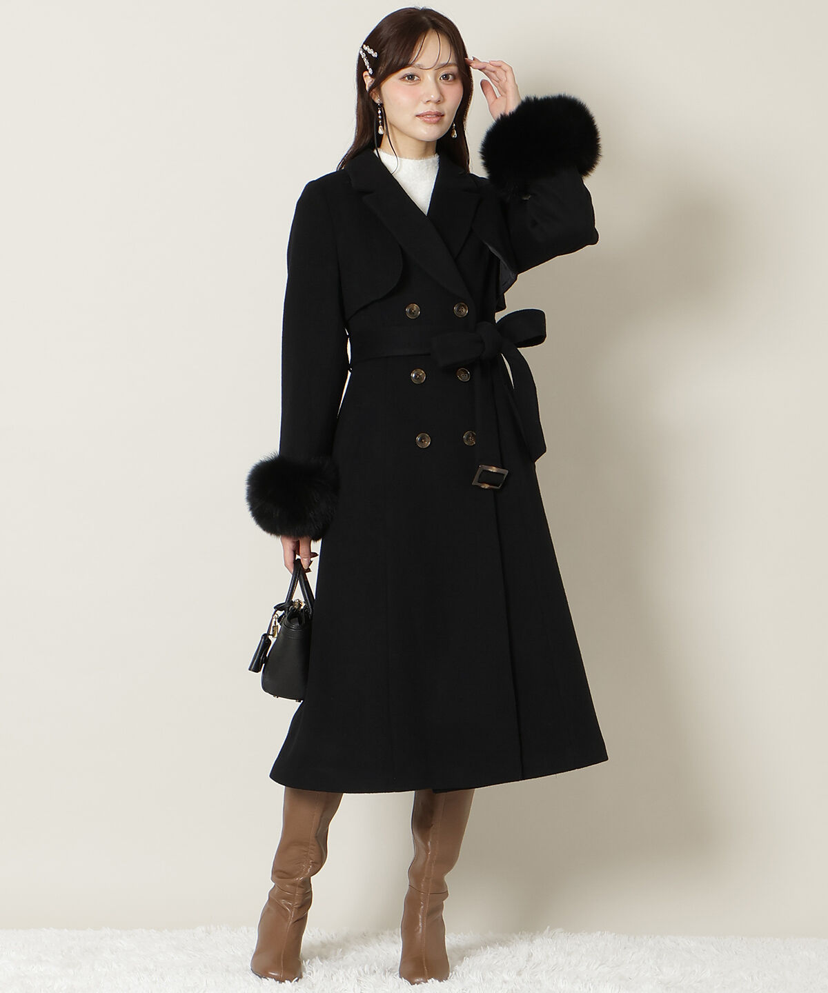 WILLSELECTION「リアルファー付きウールフレアコート」|その他|