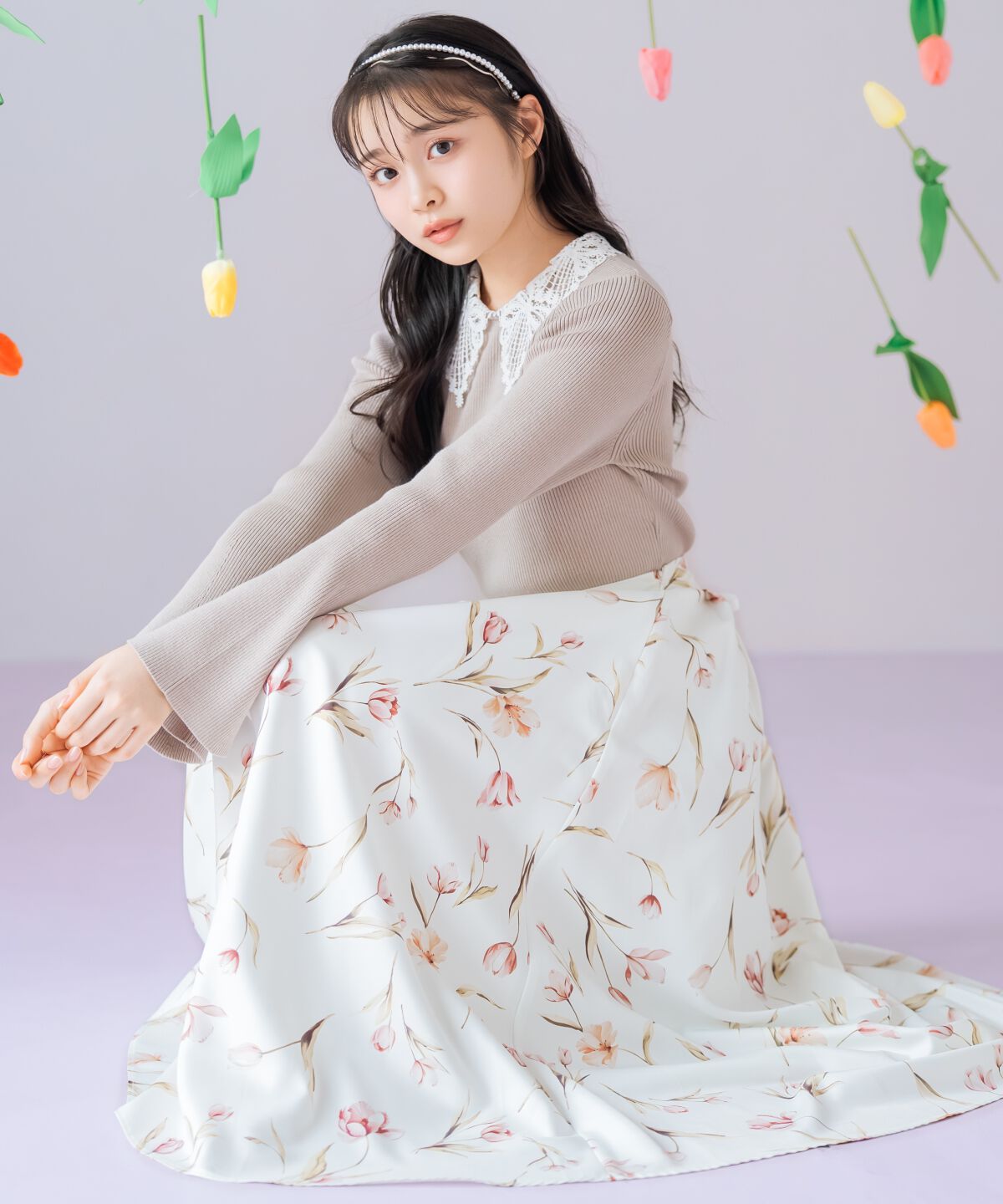 WILLSELECTION「リボンレースカラーフレアスリーブニット」|ニット・セーター|