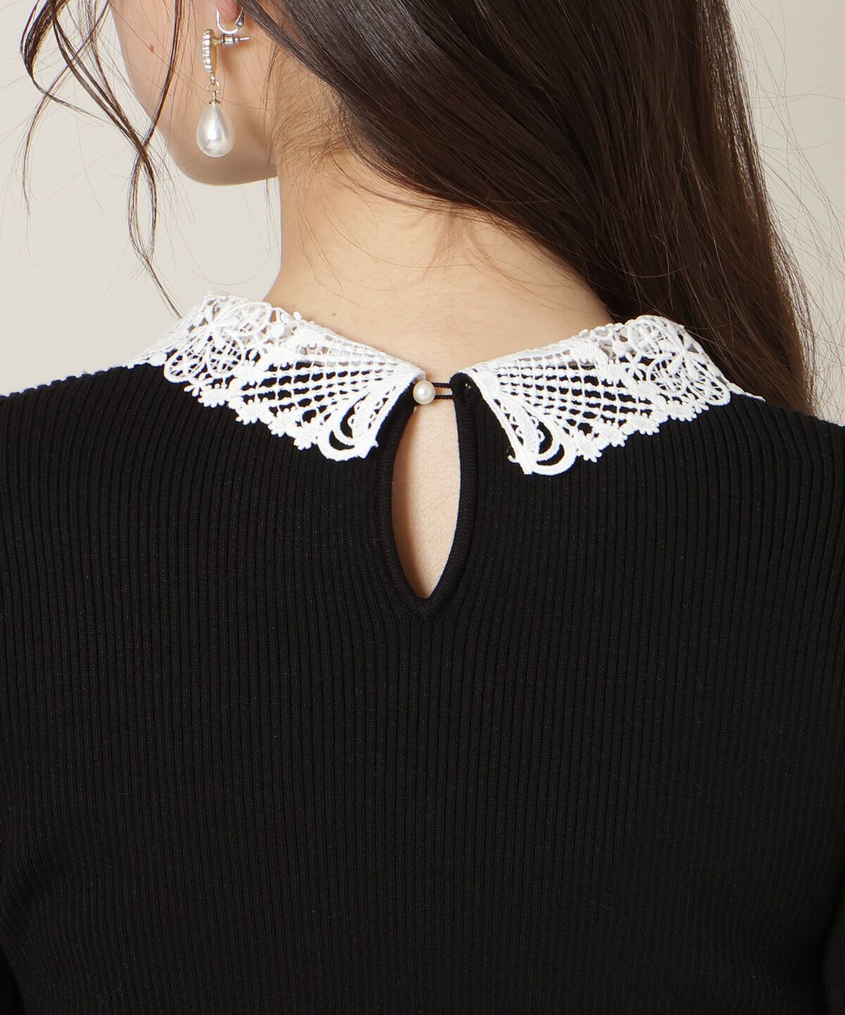 WILLSELECTION「リボンレースカラーフレアスリーブニット」|ニット・セーター|