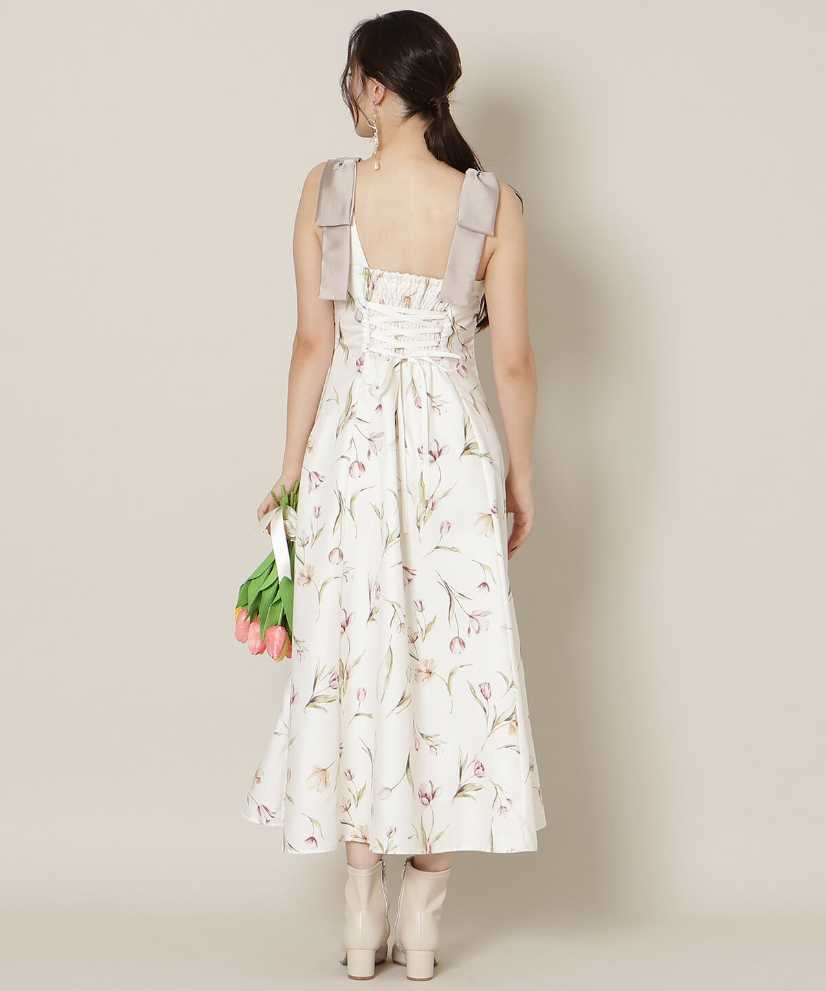 WILLSELECTION「リボンショルダーチューリップフレアワンピース」|ワンピース|