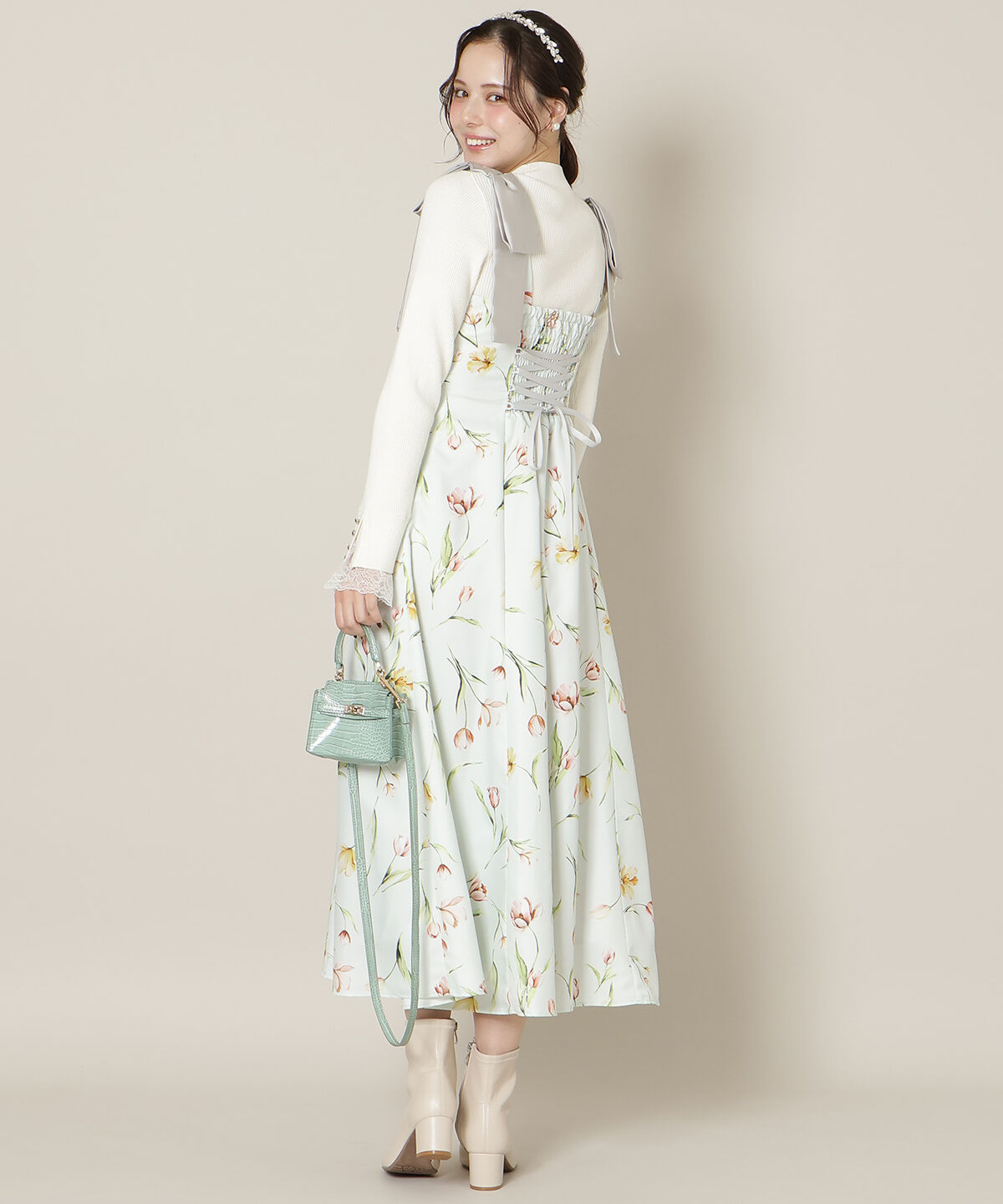 WILLSELECTION「リボンショルダーチューリップフレアワンピース」|ワンピース|