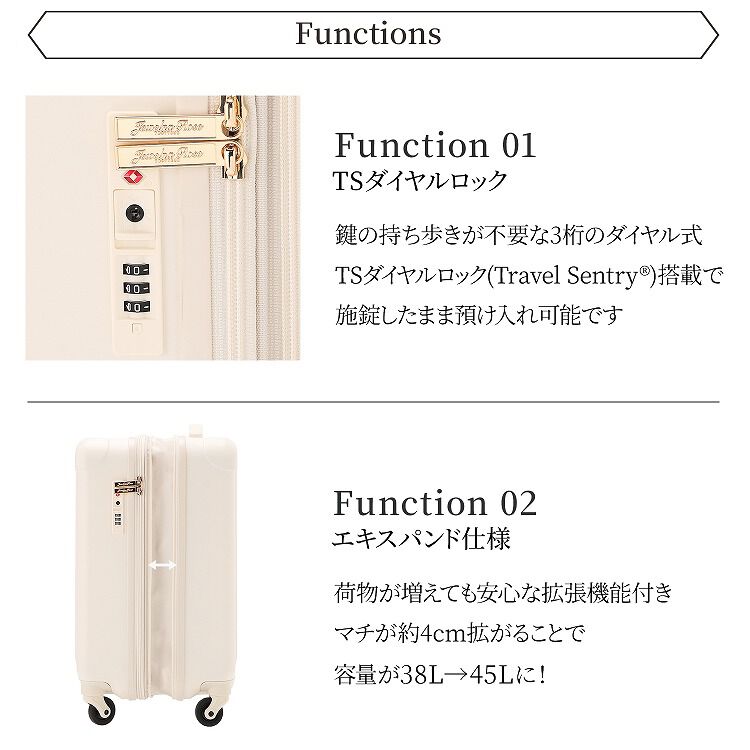 Jewelna Rose「Jewelna Rose フォギージュエルトローリー 38L Sサイズ 機内持ち込み 05091」|キャリーケース|