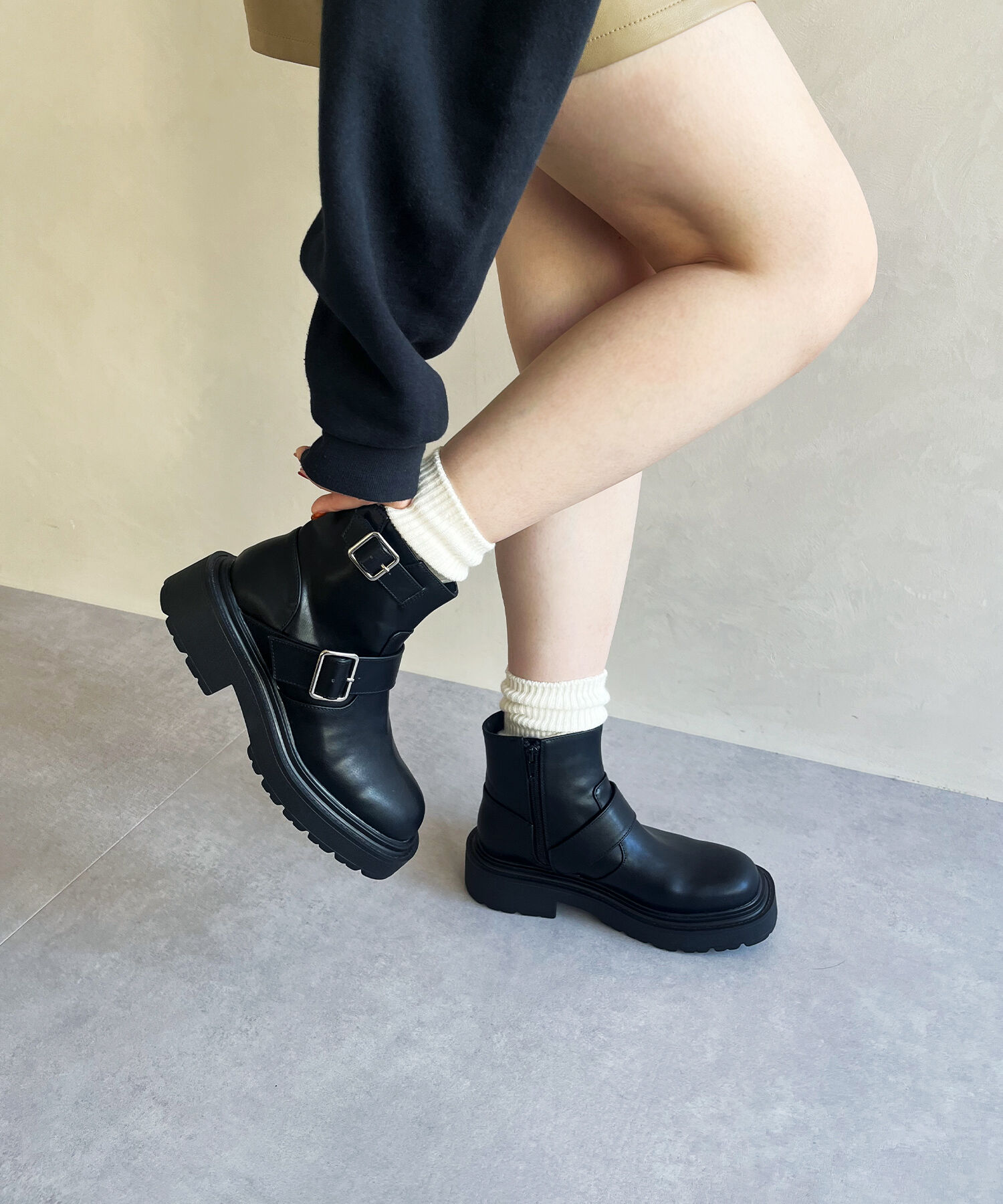 ORiental TRaffic「2024秋冬新作ダブルベルエンジニアトショートブーツ/41423」|ショートブーツ|