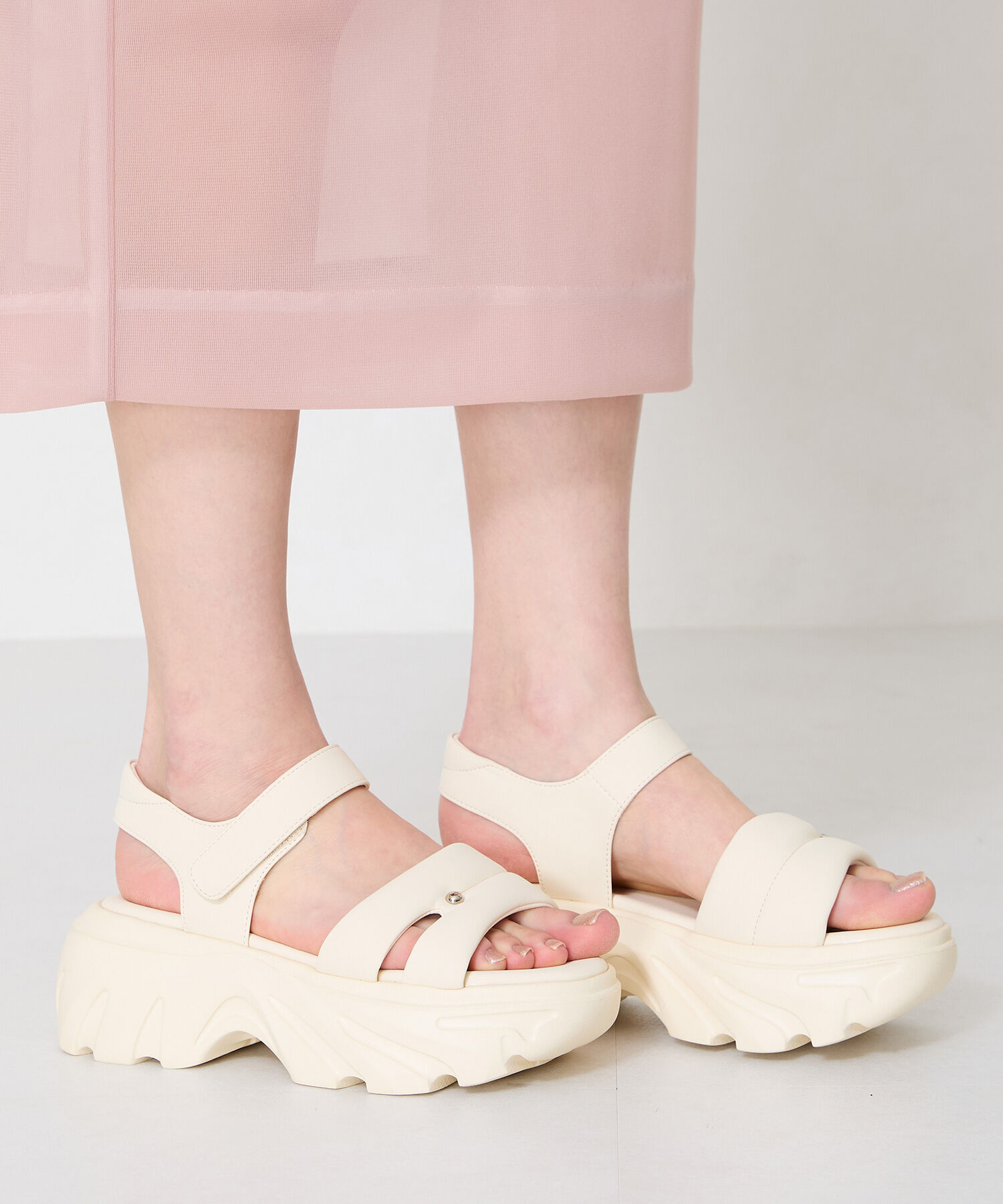 ORiental TRaffic「●2025春夏新作●カットデザインパデット厚底サンダル/51206 サンダル 厚底 トレンド 人気 軽い」|サンダル|