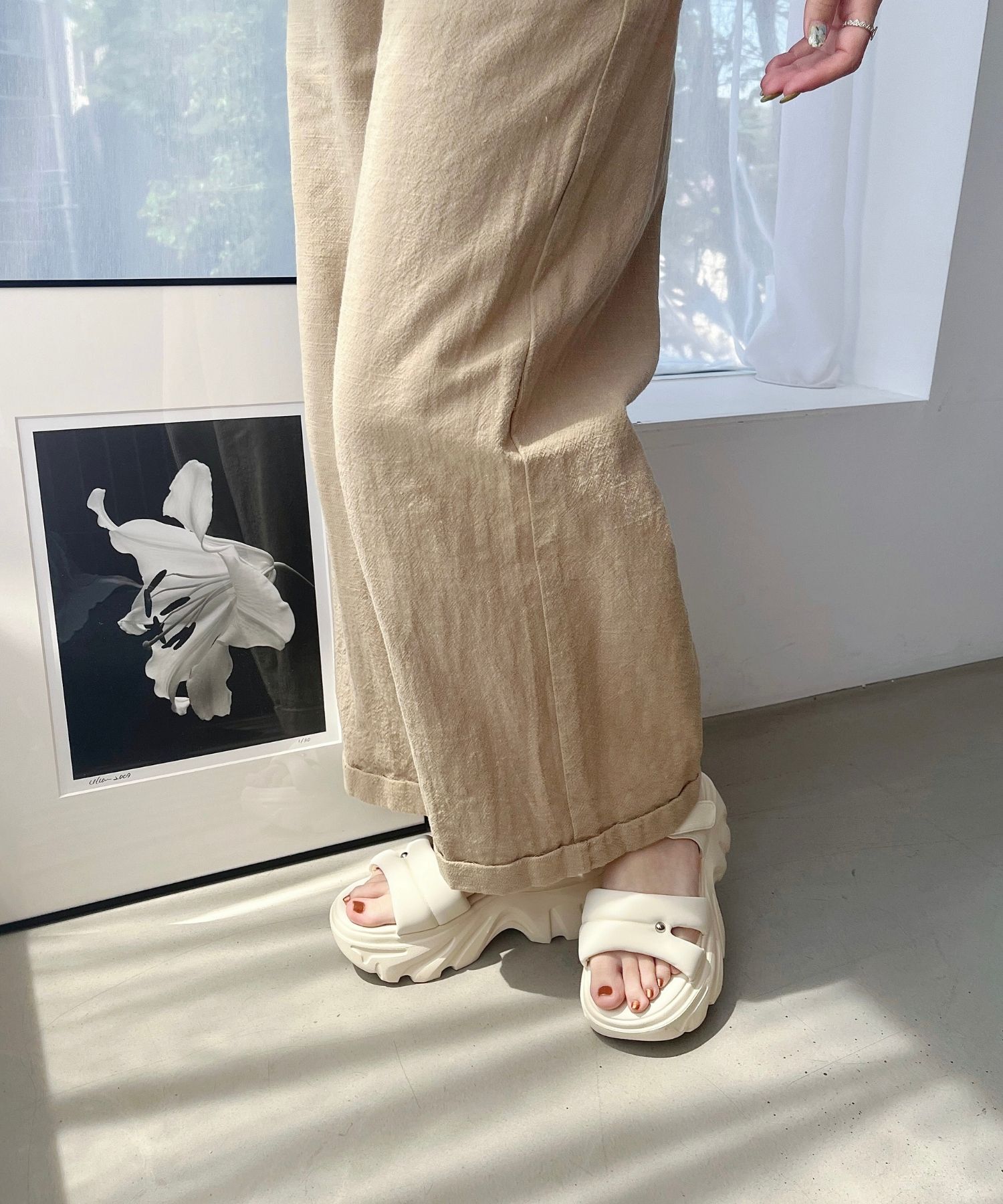 ORiental TRaffic「●2025春夏新作●カットデザインパデット厚底サンダル/51206 サンダル 厚底 トレンド 人気 軽い」|サンダル|