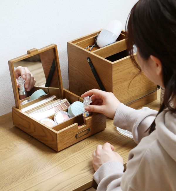 B-COMPANY「木のぬくもりを感じる　コスメボックス」|ミラー|