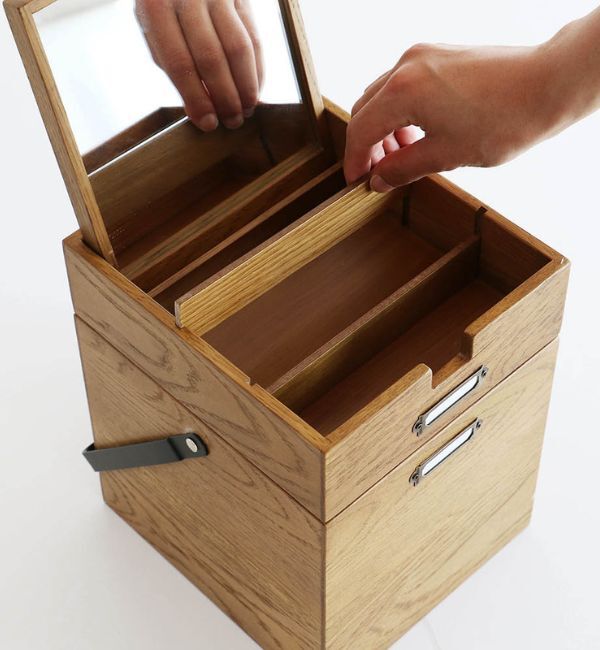 B-COMPANY「木のぬくもりを感じる　コスメボックス」|ミラー|