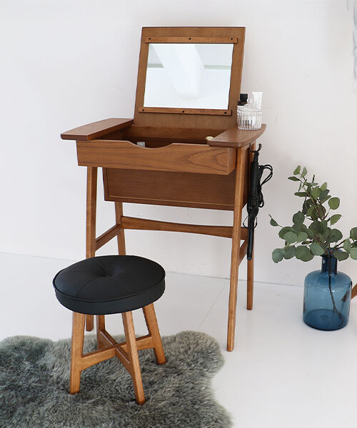  「コンパクトドレッサー toledoドレッサー＆スツールセット」|ミラー|