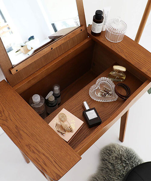  「コンパクトドレッサー toledoドレッサー＆スツールセット」|ミラー|