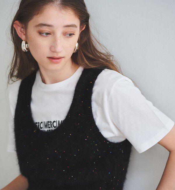 UNITED ARROWS「フォックス カシミヤ スパンコール 2WAY ニットベスト」|ベスト・ジレ|