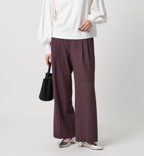 UNITED ARROWS「2タック メランジ ワイド パンツ ‐ウォッシャブル‐」|スラックス|