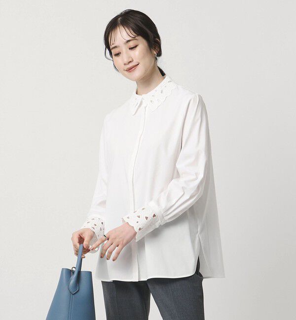 UNITED ARROWS「エンブロイダリー カラー シャツ ‐ウォッシャブル‐」|シャツ・ブラウス|OFF WHITE