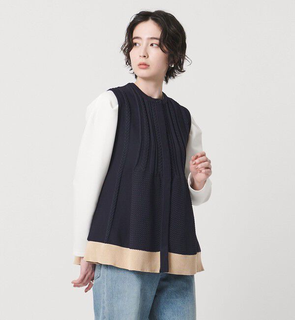 UNITED ARROWS「ケーブル ペプラム ノースリーブ ニット ベスト ‐ウォッシャブル‐」|ベスト・ジレ|