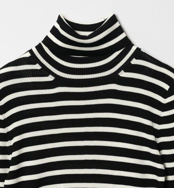 UNITED ARROWS「リブ ボーダー タートル ニット」|ニット・セーター|