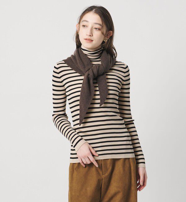 UNITED ARROWS「リブ ボーダー タートル ニット」|ニット・セーター|BEIGE