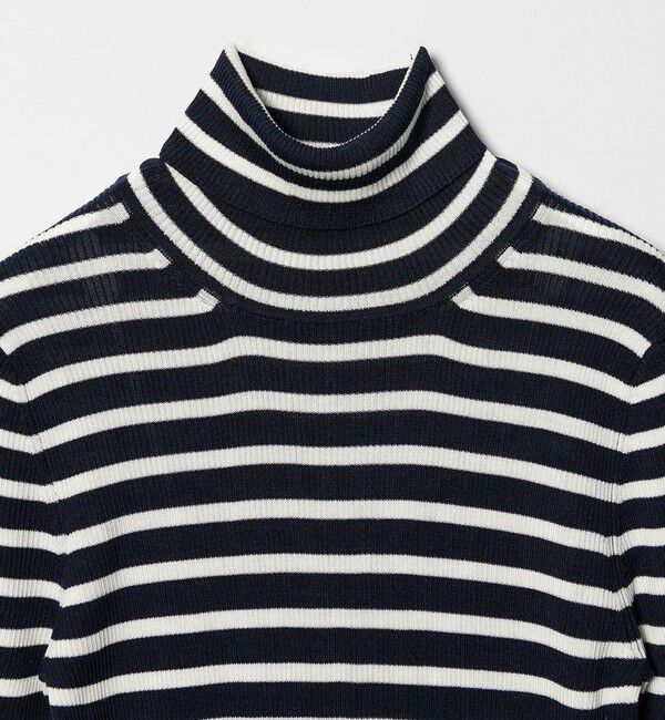 UNITED ARROWS「リブ ボーダー タートル ニット」|ニット・セーター|