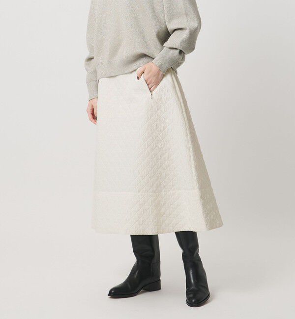 UNITED ARROWS「ダイヤ キルト フレア スカート」|スカート|OFF WHITE