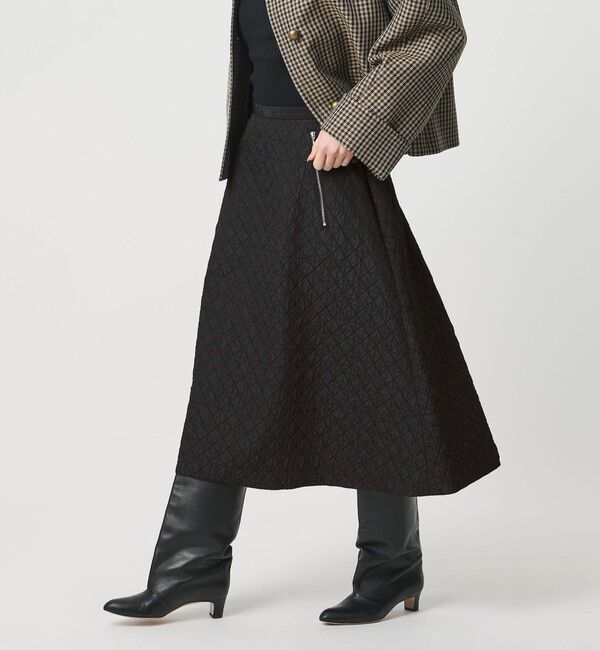 UNITED ARROWS「ダイヤ キルト フレア スカート」|スカート|BLACK