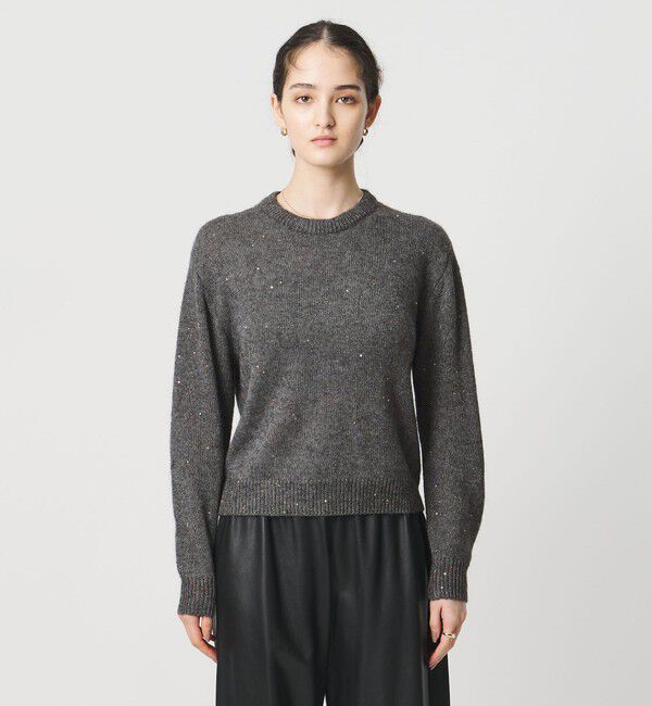 UNITED ARROWS「フラワー スパンコール クルーネック ニット」|ニット・セーター|