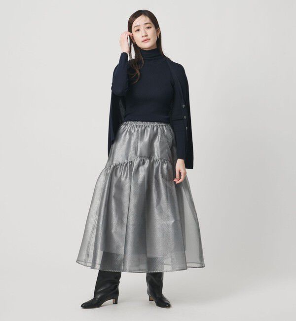 UNITED ARROWS「スケルトン シャイン ジャガード スカート ‐ウォッシャブル‐」|フレア|