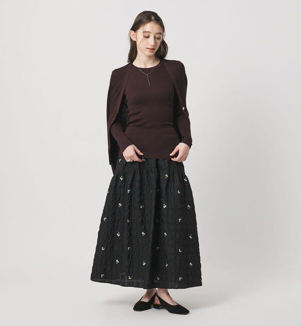 UNITED ARROWS「スクエア フラワー ジャガード スカート」|フレア|