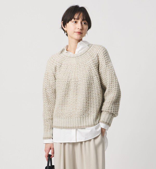 UNITED ARROWS「カラーミックス インレイド ニット」|ニット・セーター|BEIGE