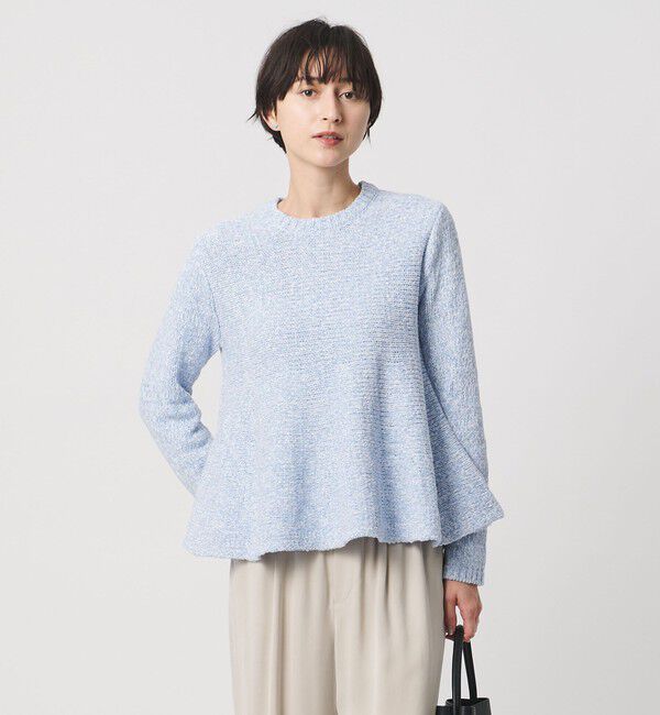 UNITED ARROWS「ミックスカラー ペプラム ニット ‐ウォッシャブル‐」|ニット・セーター|LT.BLUE