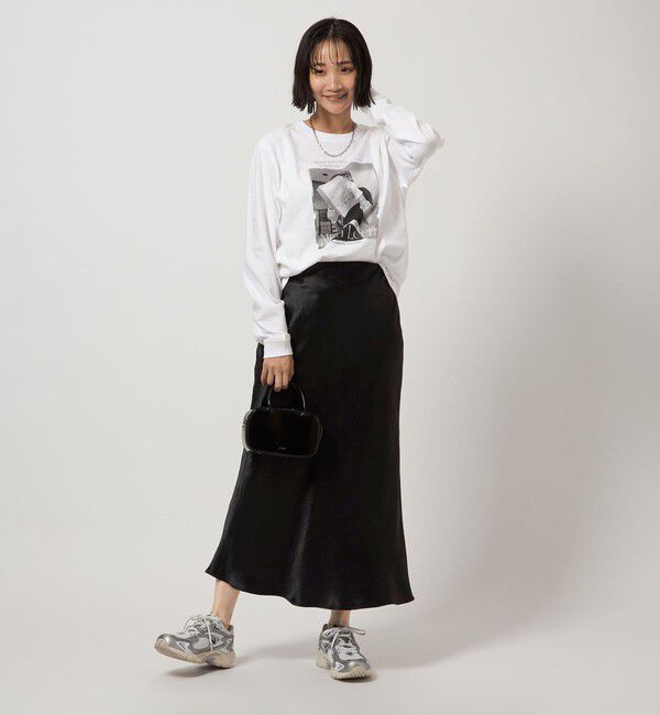 UNITED ARROWS green label relaxing「サテン ナロー スカート」|フレア|