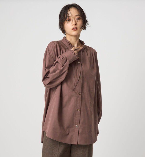 UNITED ARROWS green label relaxing「［size SHORTあり］フリルネック ブラウス」|シャツ・ブラウス|