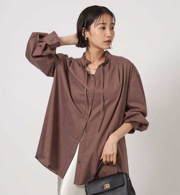 UNITED ARROWS green label relaxing「［size SHORTあり］フリルネック ブラウス」|シャツ・ブラウス|