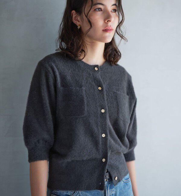 UNITED ARROWS green label relaxing「フラッフフェザー ショートスリーブ ニット カーディガン -ウォッシャブル-」|カーディガン|