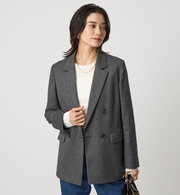 UNITED ARROWS green label relaxing「ホームスパン ダブル ジャケット ストレッチ」|テーラードジャケット|