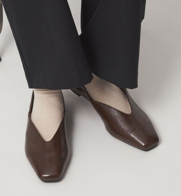 UNITED ARROWS green label relaxing「スクエア 2WAY フラットシューズ」|ローファー|DK.BROWN