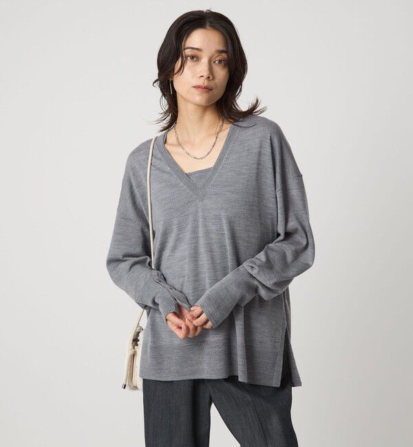 UNITED ARROWS green label relaxing「エブリニット Vネック ウォッシャブル」|ニット・セーター|MD.GRAY