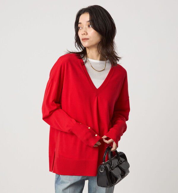 UNITED ARROWS green label relaxing「エブリニット Vネック ウォッシャブル」|ニット・セーター|RED
