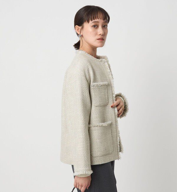 UNITED ARROWS green label relaxing「ミックスツイードライク ポケット ノーカラー ジャケット」|ノーカラージャケット|