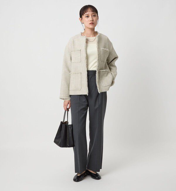 UNITED ARROWS green label relaxing「ミックスツイードライク ポケット ノーカラー ジャケット」|ノーカラージャケット|