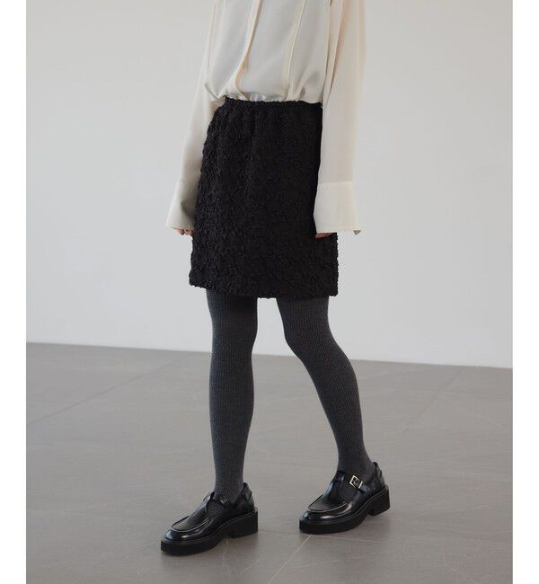 EMMEL REFINES「＜EMMEL REFINES＞EM フクレジャカード ミニスカート」|スカート|BLACK