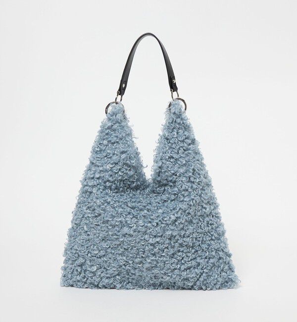 EMMEL REFINES「＜EMMEL REFINES＞EM カーリー フェイクファー １ショルダー トートバッグ」|トートバッグ|LT.BLUE
