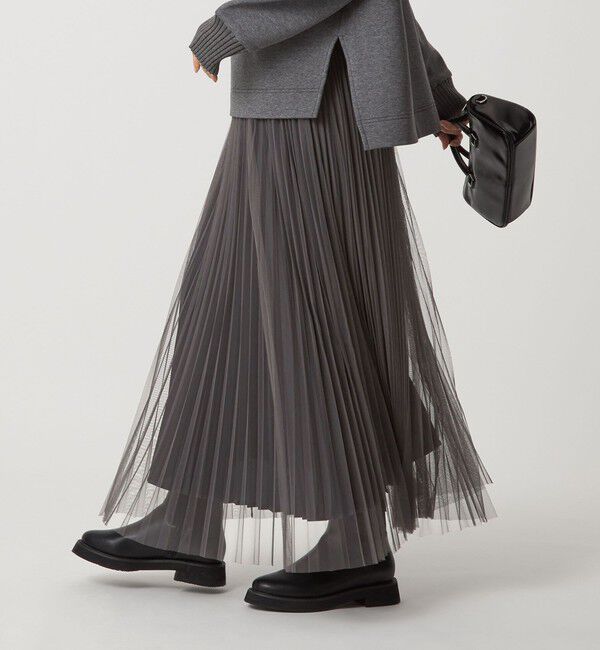 UNITED ARROWS green label relaxing「［size SHORT/TALLあり］2WAY チュール プリーツ スカート」|フレア|